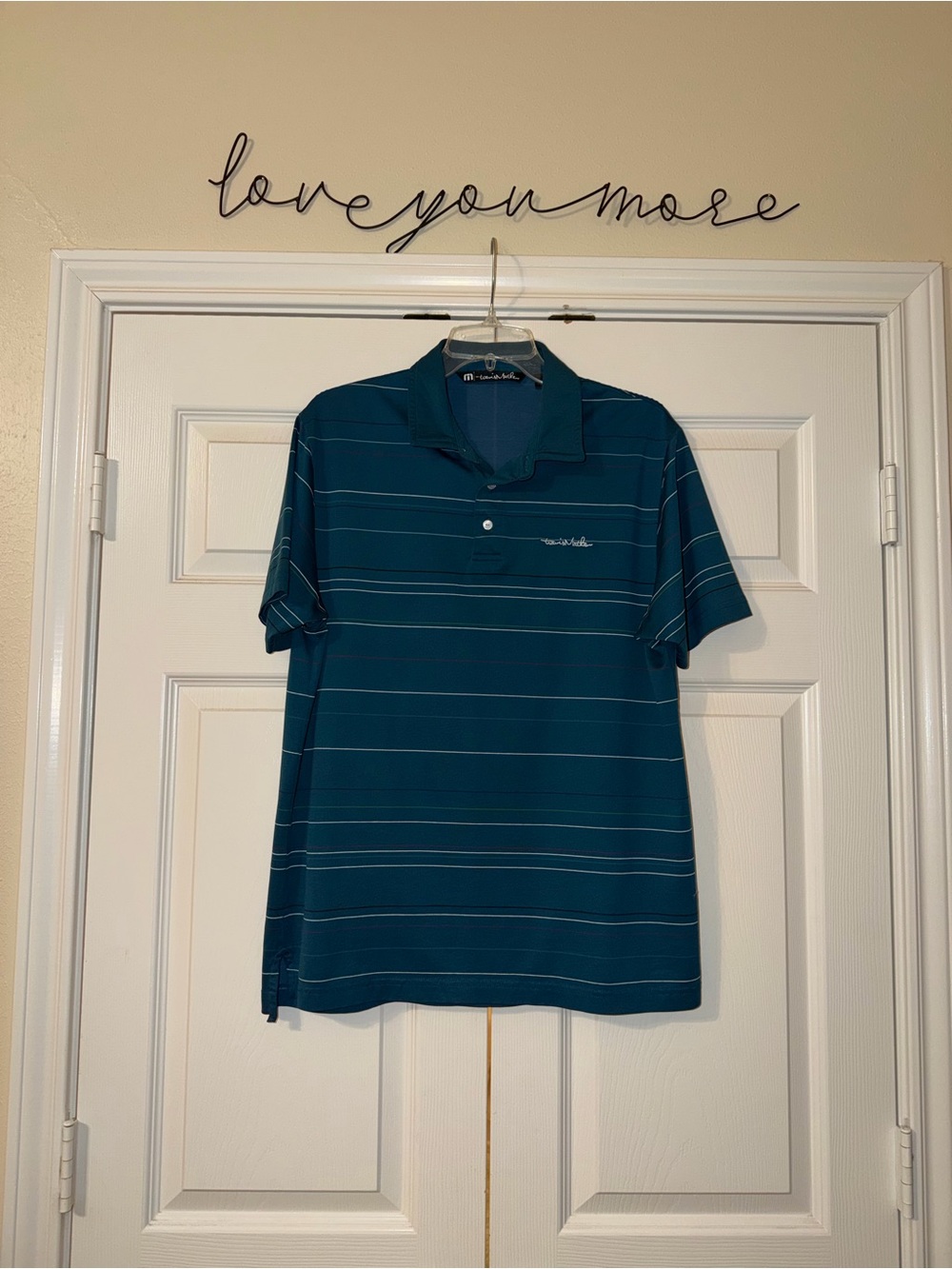 Travis Mathew Men's Teal Striped Polo